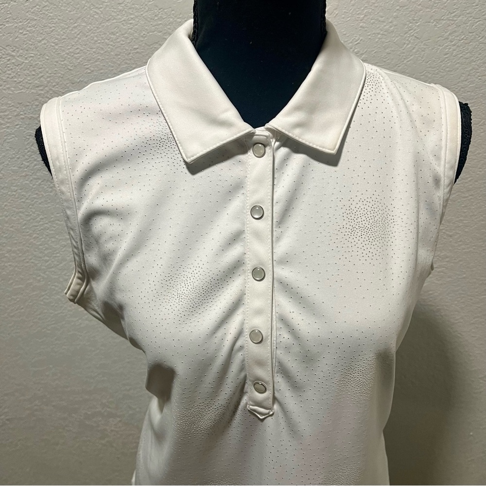 Izod XFG Cool-FX Sleeveless White Shimmer Golf Active Shirt